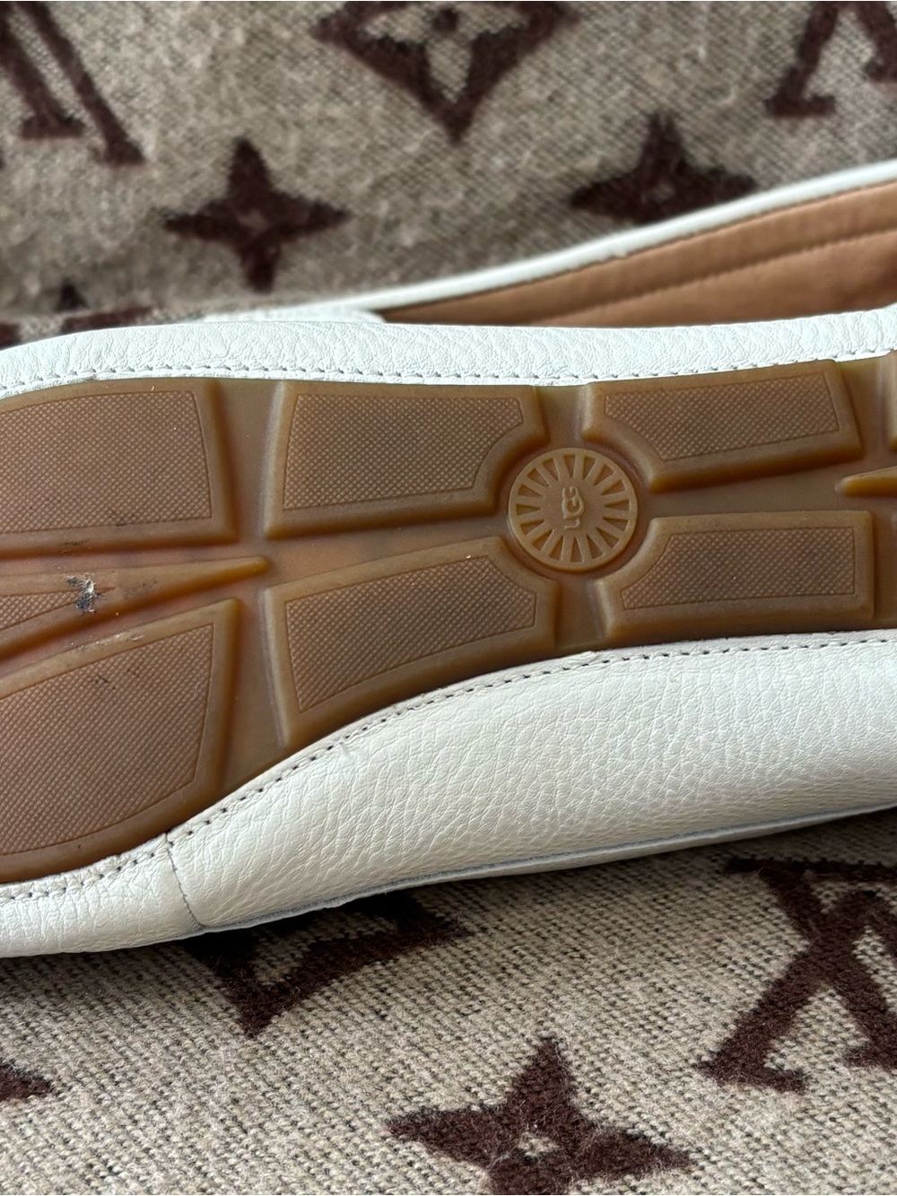 UGG Women's White Leather Driving Loafers - size 8.5 - Picture 6 of 7